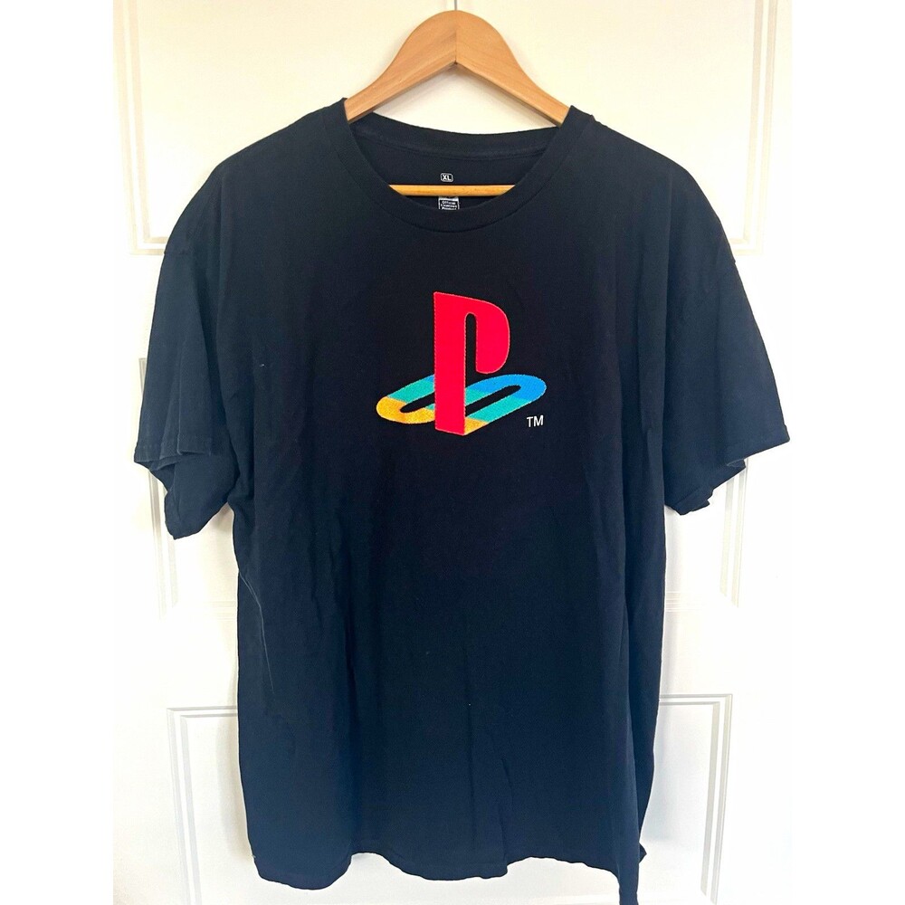 Ripple Junction PlayStation Logo Black Graphic Print Crew Neck T-Shirt Mens XL
